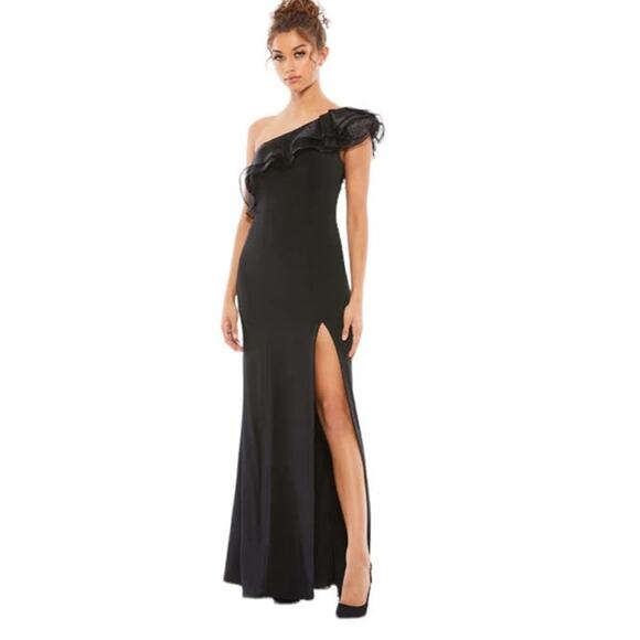 Mac Duggal Dresses & Skirts - Mac Duggal One Shoulder Ruffle Evening Gown Black Style 26372 Size 6 NWT